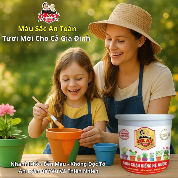 Sơn chậu kiểng hệ nước Okay