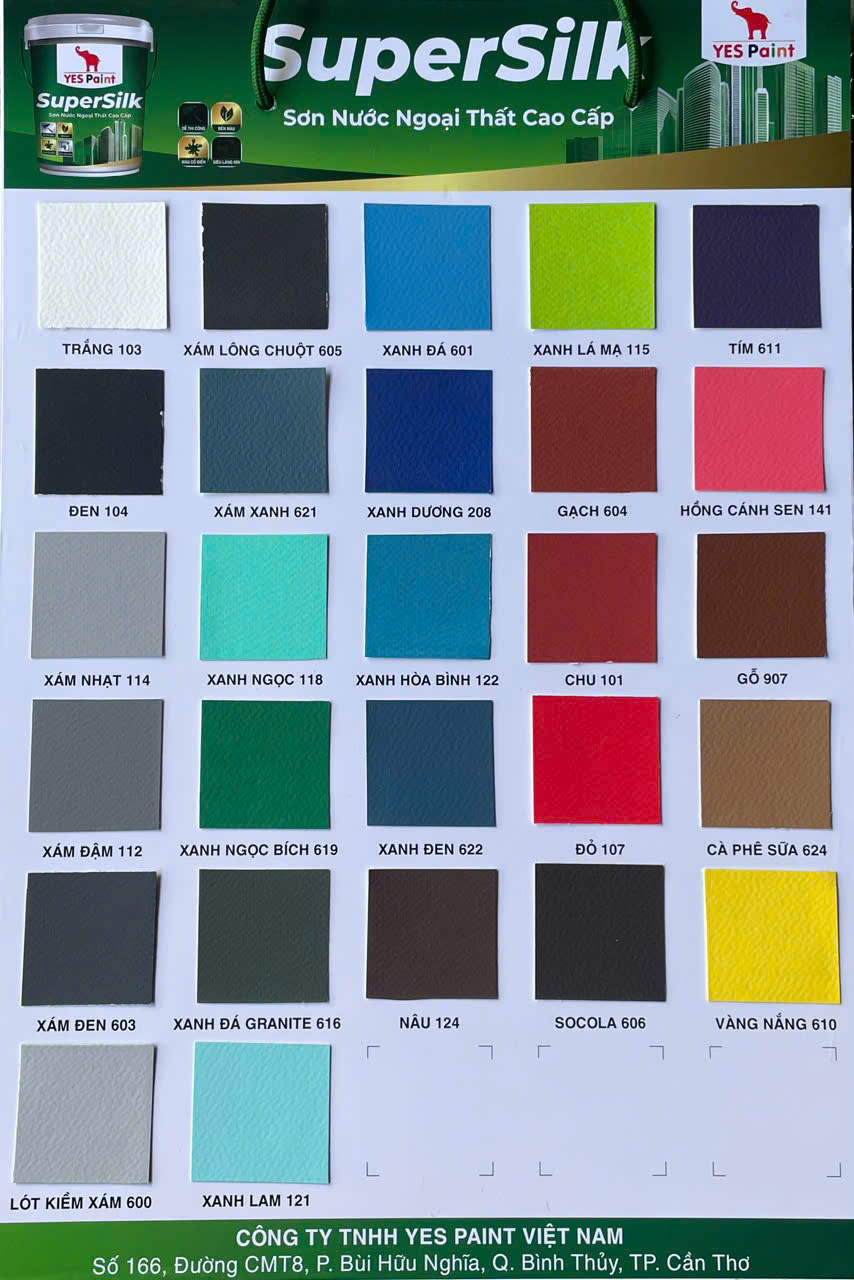 Bảng màu thực tế SuperSilk